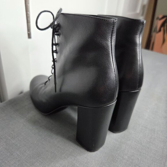 Saint Laurent Loulou Black Leather Lace-Up Ankle Boots EU 37 - YSL - with COA - Picture 5 of 13